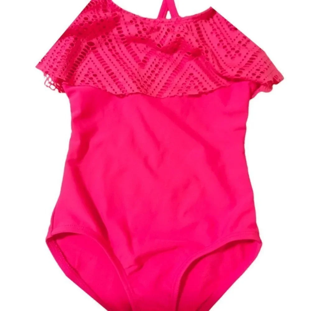 One Piece Swimsuit xs pink little girl 4T - Picture 1 of 6